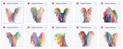 Magical Elegant Rainbow Feathered Wings - Meg Bitton Productions